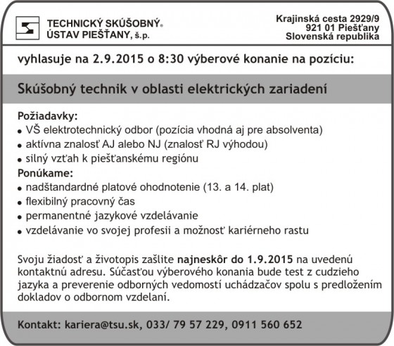 Inzerat na elektrotechnika