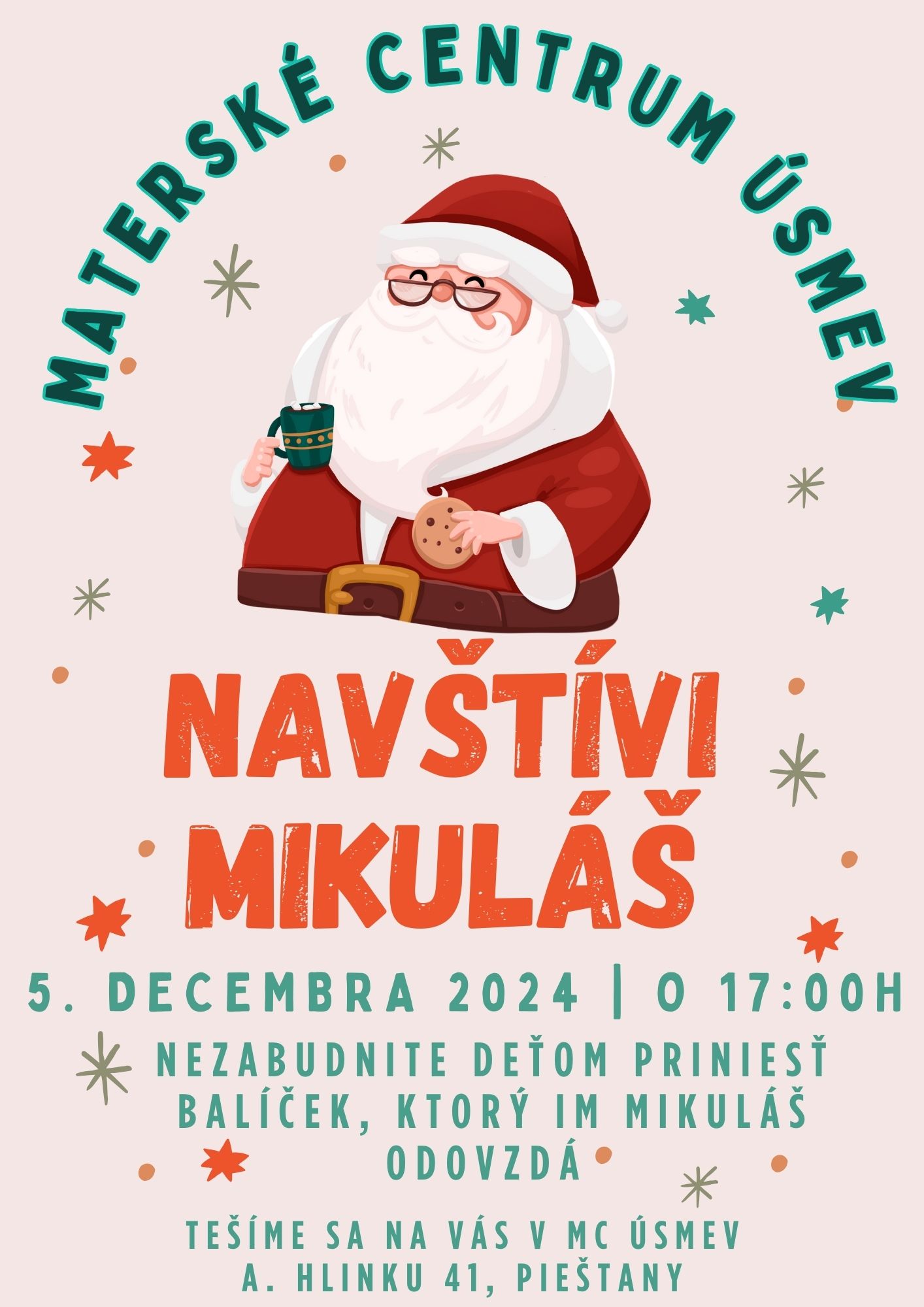 Mikuláš Materské centrum Úsmev - plagát