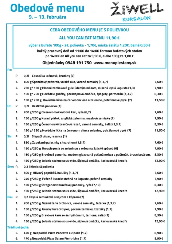 Obedove menu ZiWell Kursalon 0902 - 130226