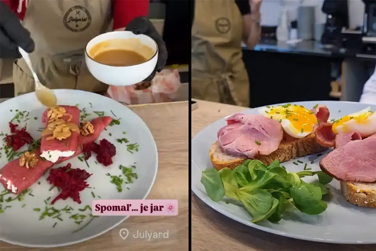 Julyard jarná ponuka palacinka a údené mäso s kváskovým chlebom